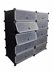 10-Cubes Rectangular Storage Shoe Cabinet Grey 95x95x37centimeter