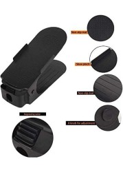 Halobop Shoe Slots Organizer, 3 Step Adjustable Footwear Rack Holder, Double Layer Space Saver Storage Stacker, (20 Pack) (Black)