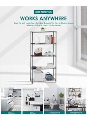 Generic 5-Tier Wire Shelving Bathroom Storage 5 Shelves Unit Metal Kitchen Storage Rack(Black) (5-Tier)