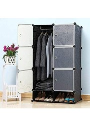 Dayong Dayong 6 Cubes Diy Wardrobe Storage With 2 Shoe Racks,Plastic Wardrobe Organizer Diy Modular Bookcase Closet System For Bedroom, Living Room, Office