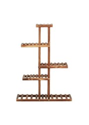 LINGWEI Multi-tier Solid Wooden Higher and Lower Plant Flower Pots Display Stand Holder Shelves For Garden Balcony Livingroom Patio Style-3