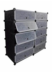 Generic - 10-Cubes Rectangular Storage Shoe Cabinet Grey 95X95X37Centimeter