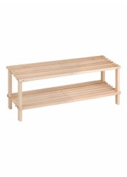 2-Tier Unfinished Natural Wood Shoe Rack Brown 29.7 x 1.6 x 11inch