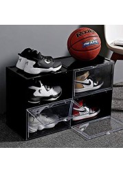 Lushh Shoe Storage Box, Side Open High Quality storage Organizer Boxes - Stores Shoes Size up to UK 46 (Big Size), 3 Box Set (Black)