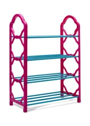 Generic 4-Layer Stackable Shoe Rack Pink/Blue 55X50X7.9cm