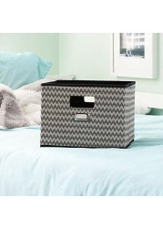 Household Essentials 651 Open Storage Bin With Cutout Handles, Single Unit, Black Chevron