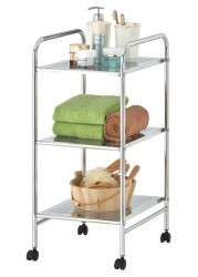 Zenments, 3-Tier Metal Shelf Trolley, Chrome, 32Wx36.5Dx71H cm, HTC-ZEN-263