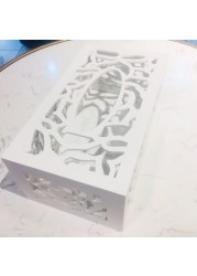 Lingwei - White Wood-Plastic Panel Hollow Carved Tissue Box