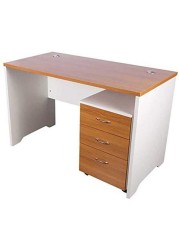 Mahmayi MDF Zelda Contemporary Office Desk, ZHM246-12, Light Walnut/White, H76.5 x W60.5 x D120 cm