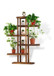 Ling Wei - Wooden Flower Rack, 5 Shelves, Indoor Plant Stand, Multi-Tier Floor-standing, Storage Rack for Balcony Living room