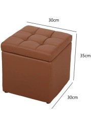 Sdjj Storage Stool, Sofa Shoe Bench Storage Ottoman Cube Foot Rest Stool With Hinged Lid For Home Bedroom Can Sit On The Box (Pu-Brown)