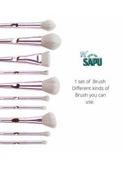 SAPU 10pcs Pink Makeup Brushes set Beauty Make up with Cosmetic Pouch Complete Wool