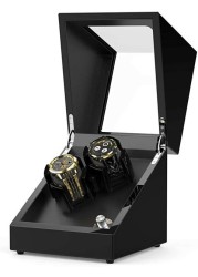 Doreen Double Watch Winder for Automatic Watches, Wood Shell Piano Paint Exterior and Extremely Silent Motor, with Soft Flexible Watch Pillows, Suitable for Ladies and Men&#39;s Wrist（GC1164A）