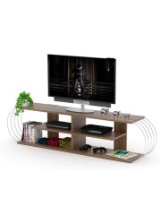 Home Canvas Case Modern TV Unit -Walnut-Chrome (173x42x30cm)