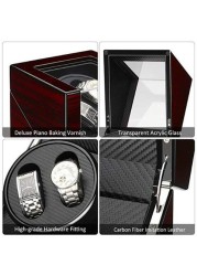 Doreen Double Automatic Watch Winder, Wood Turning Double Watch Display Storage Box Case（GC1167A）