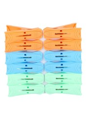 ROYALFORD 12-Piece Plastic Cloth Clip Set Green/Orange/Blue 19inch