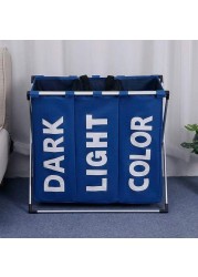 3 Grid Fabric Dirty Cloth Laundry Basket Storage