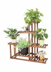 East Lady Multi-Layer Plant Stand Shelves Brown 95x25x95cm