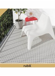 Rubik 9-Piece Plastic Indoor Outdoor Floor Tiles Set Silver