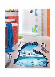 Qiaokai 3D Polar Glacier Pattern Removable Wall Sticker Multicolour 90 X 60cm