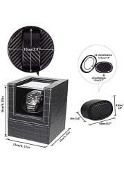 Doreen Automatic Single Watch Winder, Black Leather/Carbon Fiber Leather, Japanese Motor