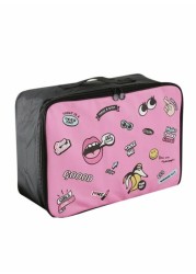 Generic Cartoon Printed Travel Storage Bag Pink