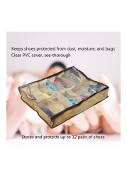 Generic 12-Pairs Shoes Storage Organiser Light Brown 67X55X13cm