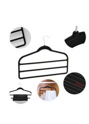 ZENHOME Velvet Hanger With 3 Bars Black Standard 1-Piece