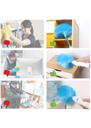 Electric Feather Duster Spin Duster Adjustable Feather Duster Dirt Dust Brush Removing Dust in One Spin (Blue)