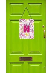 Caroline&#39;s Treasures Cj2005-Nds1216 Letter N Flowers And Butterflies Pink Wall Or Door Hanging Prints, 16 X 12, Multicolor