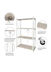 4-Tire Kitchen Microwave Racks Shelving Storage Unit Foldable Racks White