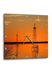 3Drose Dpp_94465_3 Oil Well Derricks, Industry, Lake Arrowhead, Texas-Us44 Ldi0004-Larry Ditto-Wall Clock, 15 By 15-Inch