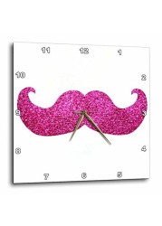 3Drose Dpp_112879_2 Hot Pink Bling Mustache-Faux Glitter-Fun Girly Moustache Photo Graphic-Not Actual Glitter-Wall Clock, 13 By 13-Inch