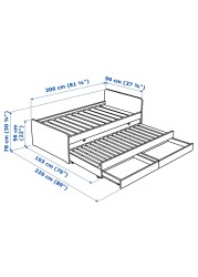 SLÄKT Bed frame with underbed and storage