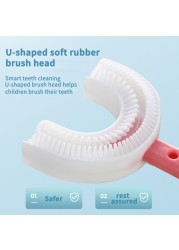 Kids Toothbrush U-Shape Infant Toothbrush With Silicone Handle Oral Care Cleaning Brush For Toddlers Ages 2-12 Drop Shipping