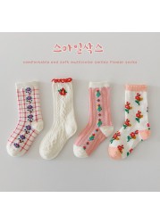 Children Baby Girls Leg Warmer Cartoon High Socks Cute Cotton Socks Toddler Spring Clothes 2022 Toddler Cartoon Socks 4pairs/lot