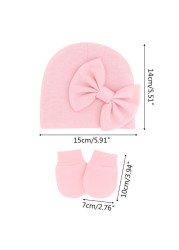 1 Set Newborn Beanie Gloves Set Baby Headband Hat Glove Kit Infant Autumn Winter Warm Cotton Head Wrap Glove Shower Gifts