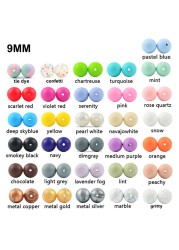 luvka 9mm 100pcs Silicone Teething Beads Baby Teether Nursing Pendant Pacifier Clip Oral Care BPA Free Food Grade Colorful