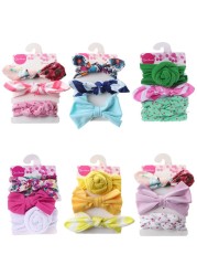 3pcs/set Baby Girls Lovely Bow Hairband Elastic Wide Headband Stretch Knot Headbands Turban Headdress Clothes Accessory