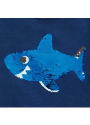 Little maven summer kids t-shirt short sleeve clothes discoloration sequin shark knitting beach casual cotton clothes 2-7years