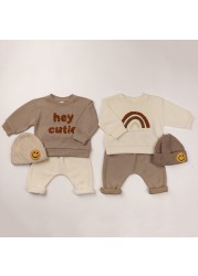 europe baby cotton knitting clothing sets kids boys girls spring clothes loose tracksuits pullovers tops+pants 2pcs outfits