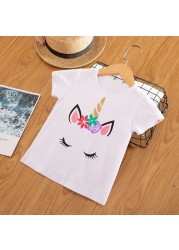 Kids Girl T-shirt Summer Baby Girls Cotton Tops Toddler T-shirt Children's Clothing Unicorn Clothes T-shirt Short Sleeve Clothes