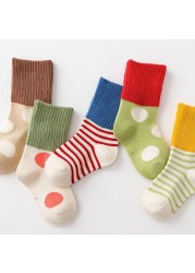 5 Pairs Cotton Kids Warm Socks Winter Socks For Baby Girls Cute Cartoon Newborn Toddler Casual Sports Socks Boys Socks 0-12 Years