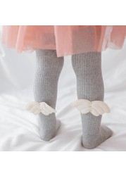 Baby Tights Children Angel Wings Pantyhose Tights Baby Kids Medium Thickness Combed Cotton Tights For Girls 0-6 Years