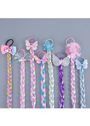 Princess Wig Ropes Cute Girls Princess Twist Hair Pieces Elastic Hair Bands Ponytail Headwear Elsa Unicorn Baby Hair Accessories