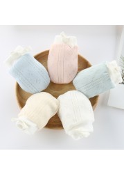 1 Pair Baby Protective Gloves Newborn Gloves Infant Supplies Cute Soft Adjustable Pure Color Breathable Cotton Gloves For Baby 0-24M