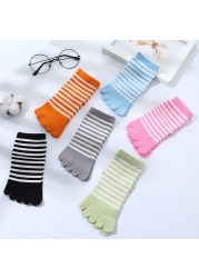 Autumn Winter Kids Striped Cotton Five Toe Floor Ankle Socks Boys Girls Casual Children Breathable Soft Short Tube Socks