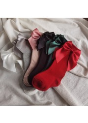 Baby Girls Socks Autumn Toddler Big Bow Knee High Long Soft Cute Kids Christmas Sock Cotton Red Newborn Socken for 0-5 Years