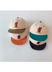 MILANCEL 2022 spring new children's colorful hat boys with embroidered bear short-brimmed hat girls sun hat
