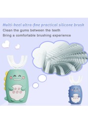 Ultrasonic children's electric smart toothbrush 360 degrees USB rechargeable cartoon silicone baby toothbrush five-speed mode